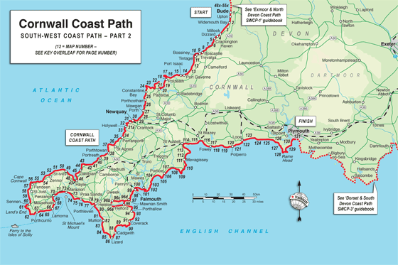 Map Of South Cornwall Coast Trailblazer Guide Books – Cornwall Coast Path (South-West Coast Path Part 2)
